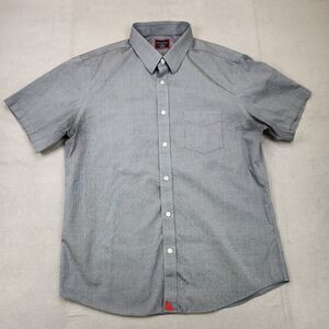 UNTUCKit Slim Fit Button Up Shirt Men's L Gray Short Sleeve Wrinkle Free Cotton